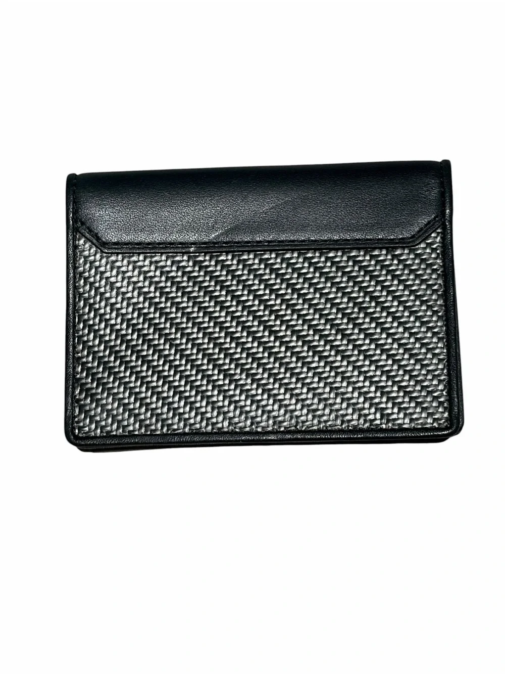 TUMI Black & Gray Woven Leather Business Card Holder Wallet NWOT
